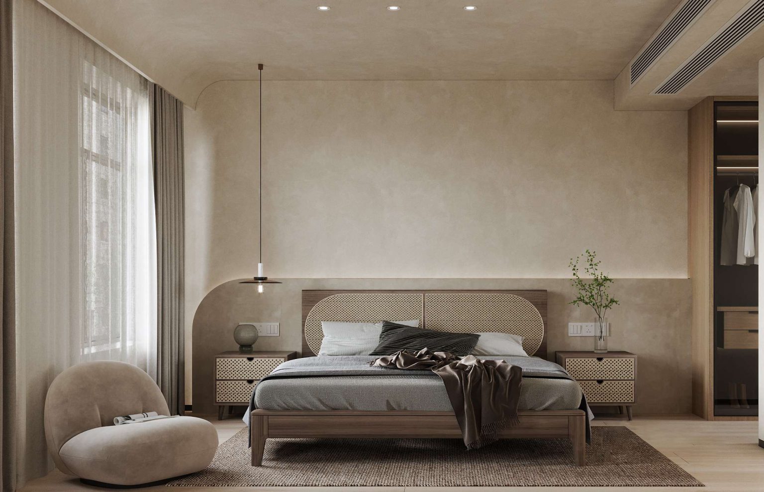 Kết nối tâm hồn phòng ngủ qua thiết kế Wabi Sabi — ảnh 1