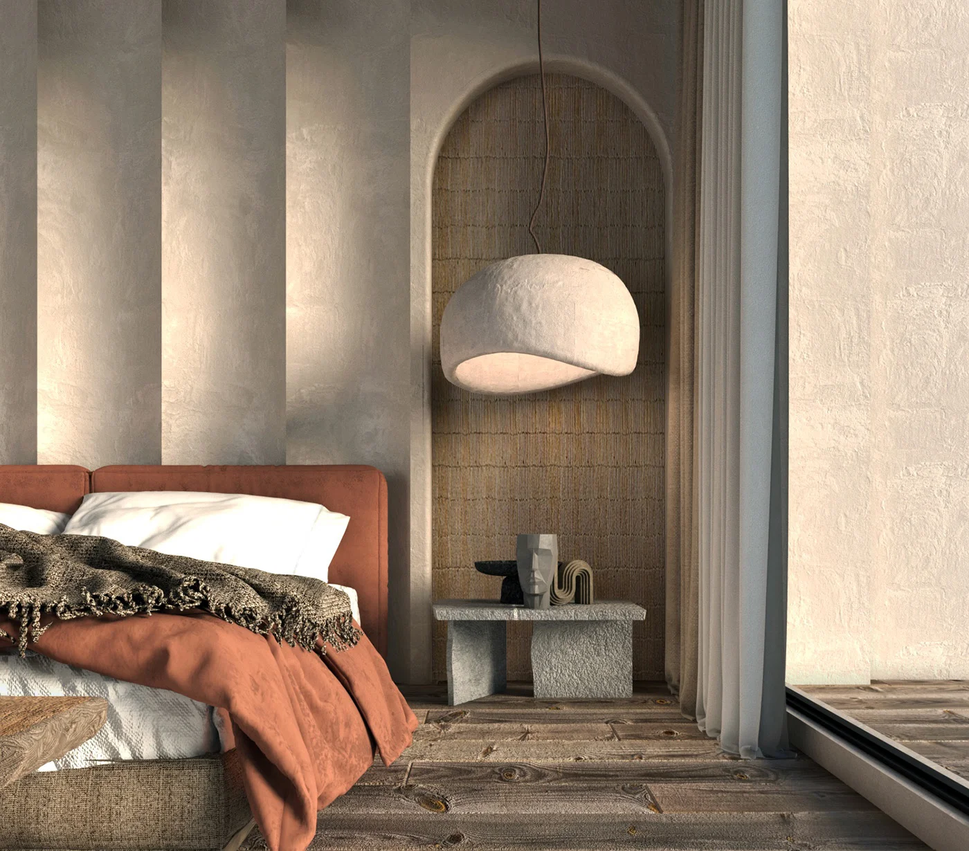 Kết nối tâm hồn phòng ngủ qua thiết kế Wabi Sabi — ảnh 2