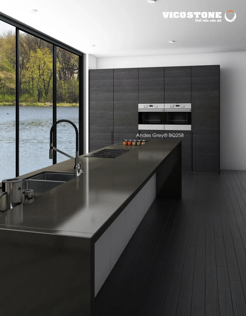 Bề mặt Andes Grey BQ258 trong không gian minh họa