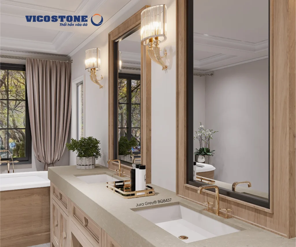 Bề mặt Jura Grey BQ8437 trong không gian minh họa