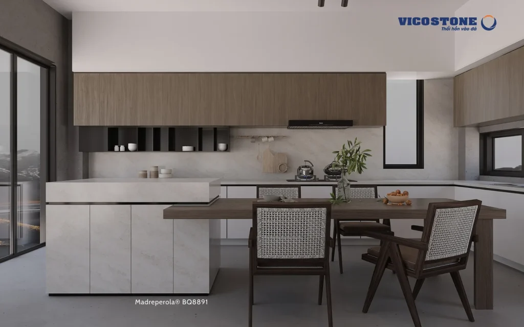 Bề mặt Madreperola BQ8891 trong không gian minh họa
