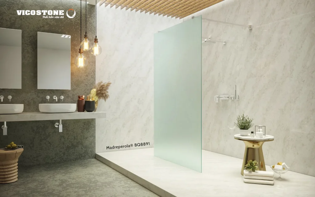 Bề mặt Madreperola BQ8891 trong không gian minh họa