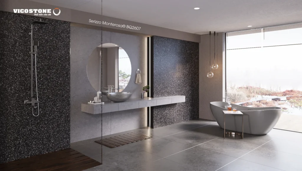Bề mặt Serizzo Monterosa BQ2607 trong không gian minh họa