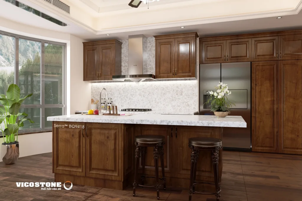 Bề mặt Serra BQ9418 trong không gian minh họa